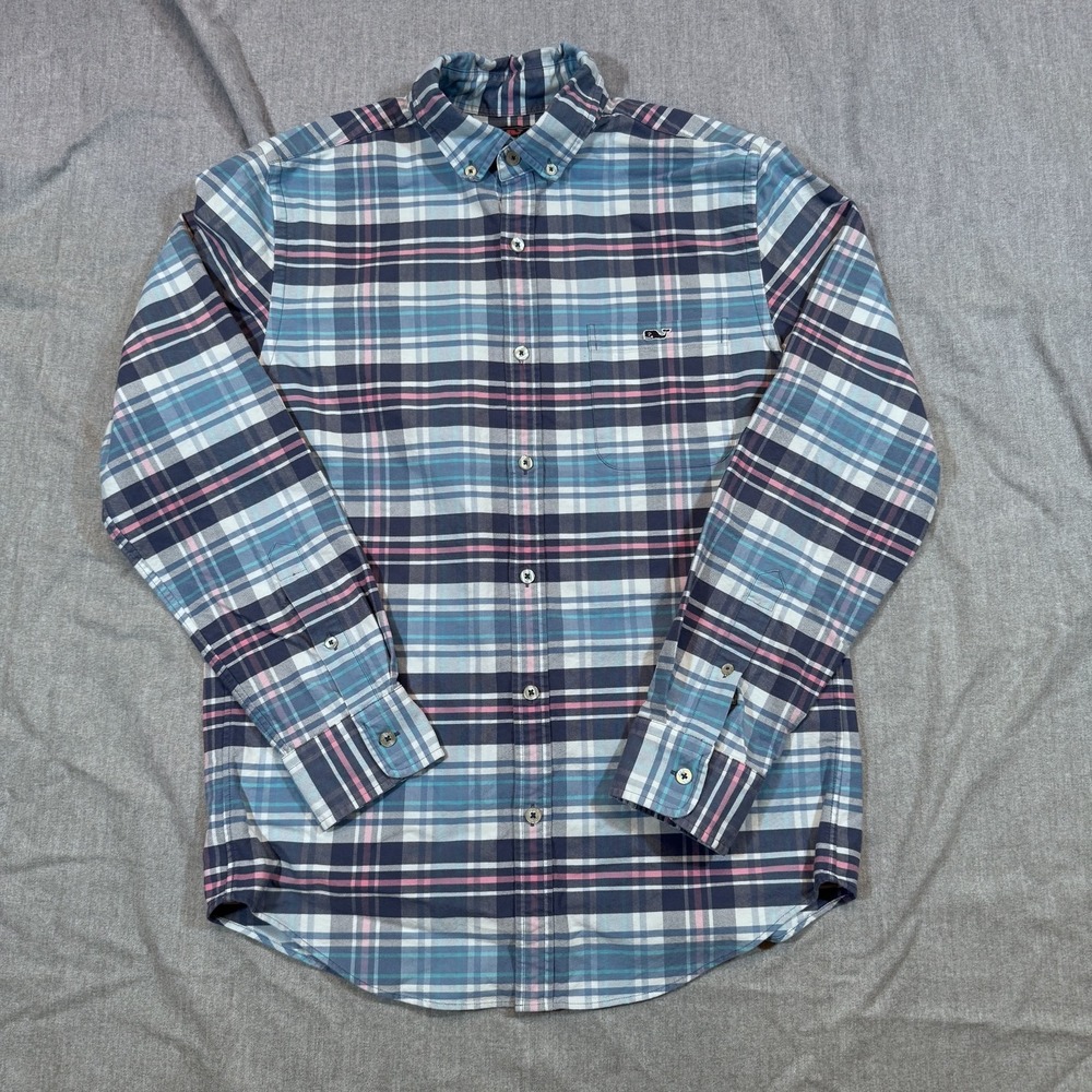 Vineyard Vines Shirt Mens Small Plaid Slim Fit Tucker Button Down Stretch